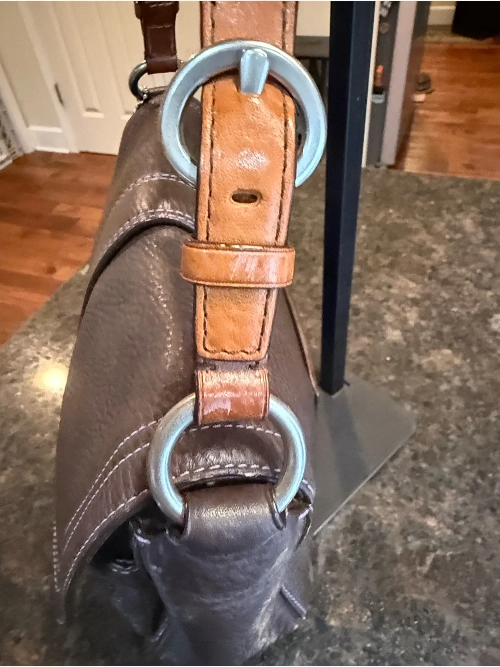 Vintage Coach Chelsea Pebbled Leather Hobo Shoulder Bag in Dark Brown